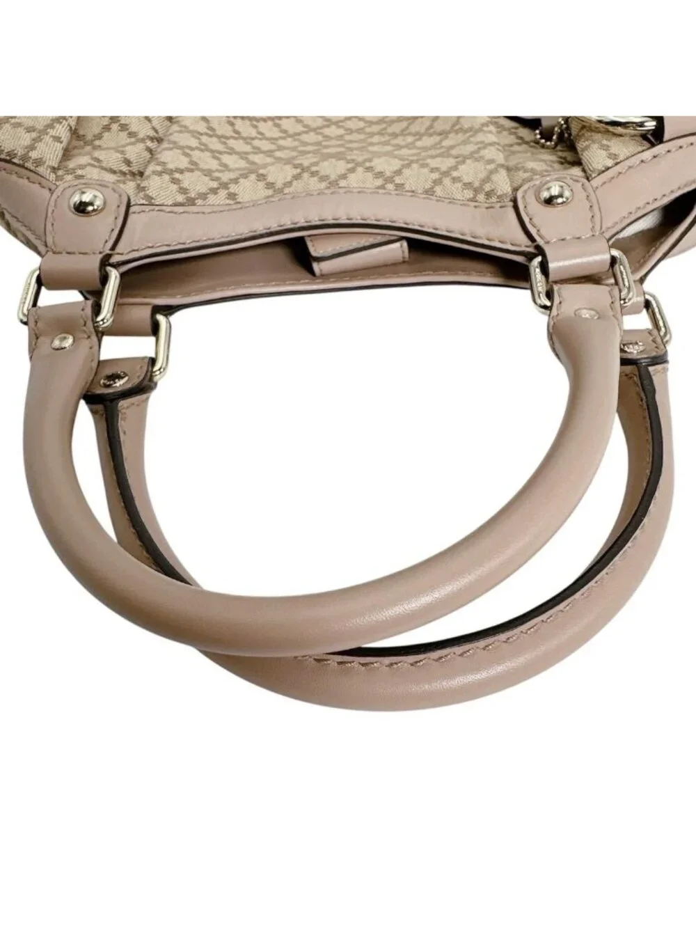Gucci Diamante Canvas Handbag Tote Beige Brown